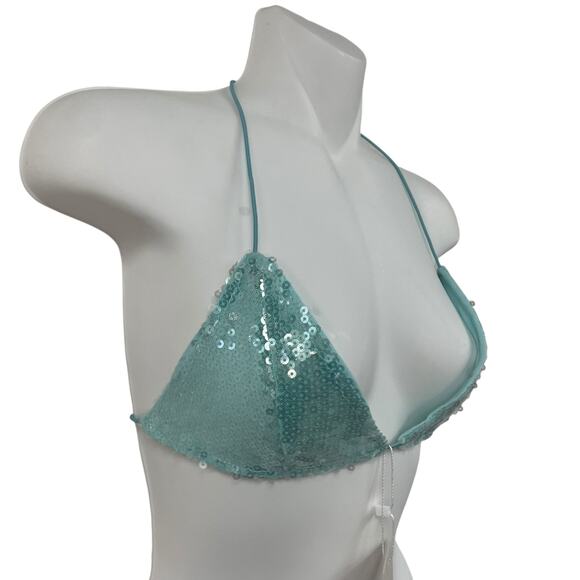 Aqua Sequin Bikini Top - Picture 3 of 7